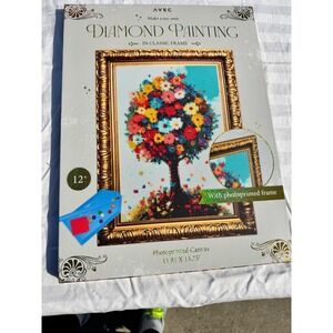 Avec Diamond Painting Kit Unisex OS Multicolor New Floral Tree Gold Frame Design